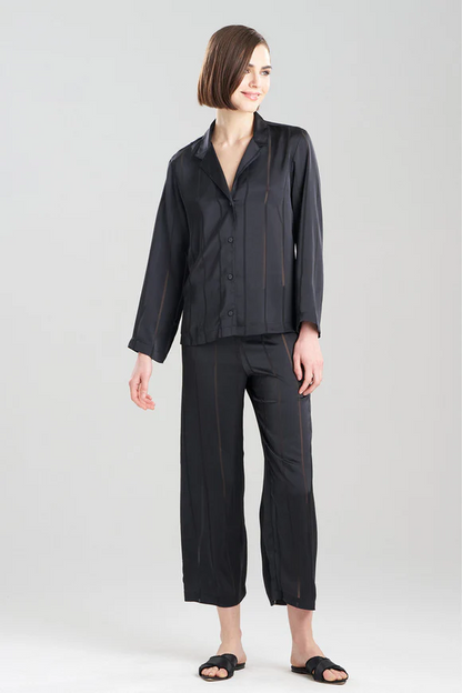 Natori Sheer Stripe Jacquard Notch PJ