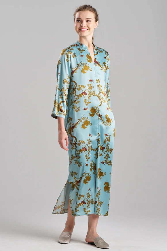 Natori Garden Melody Satin Mandarin Caftan