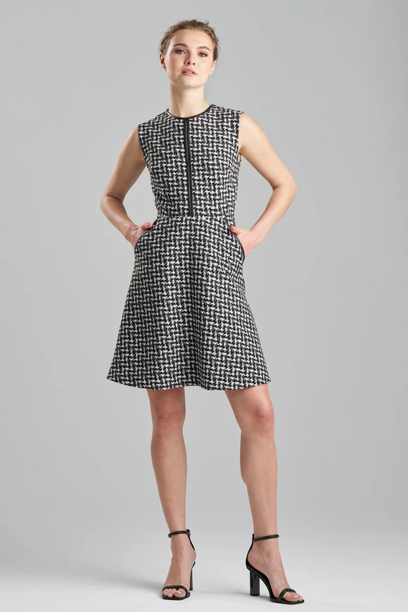 Natori Japanese Check V-Neck Dress