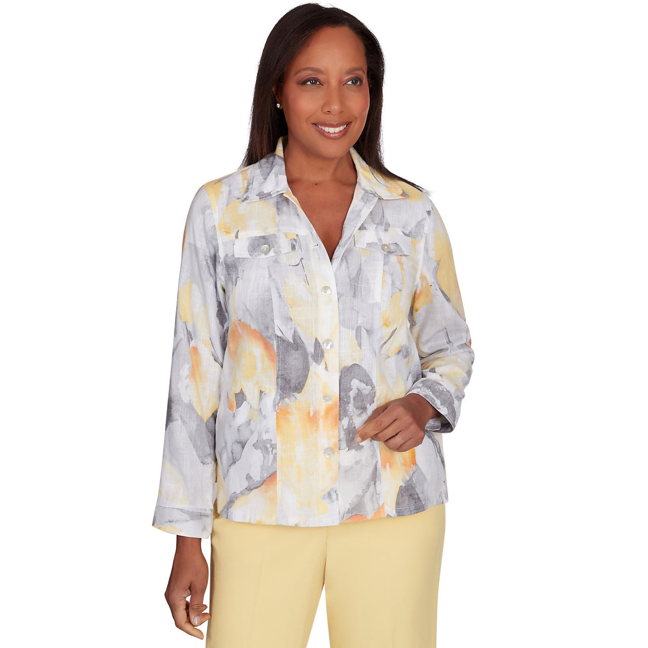 Alfred Dunner Women's Abstract Watercolor Jacket