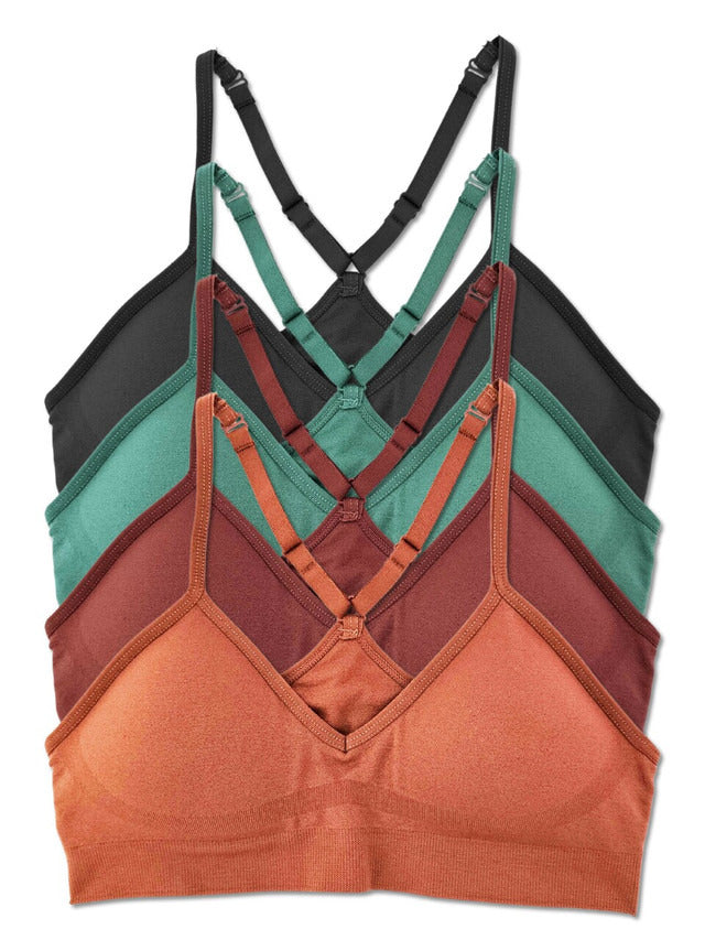 Kalon Clothing Women's 4 Pack Racerback Sports Bra V Neck for Women 1