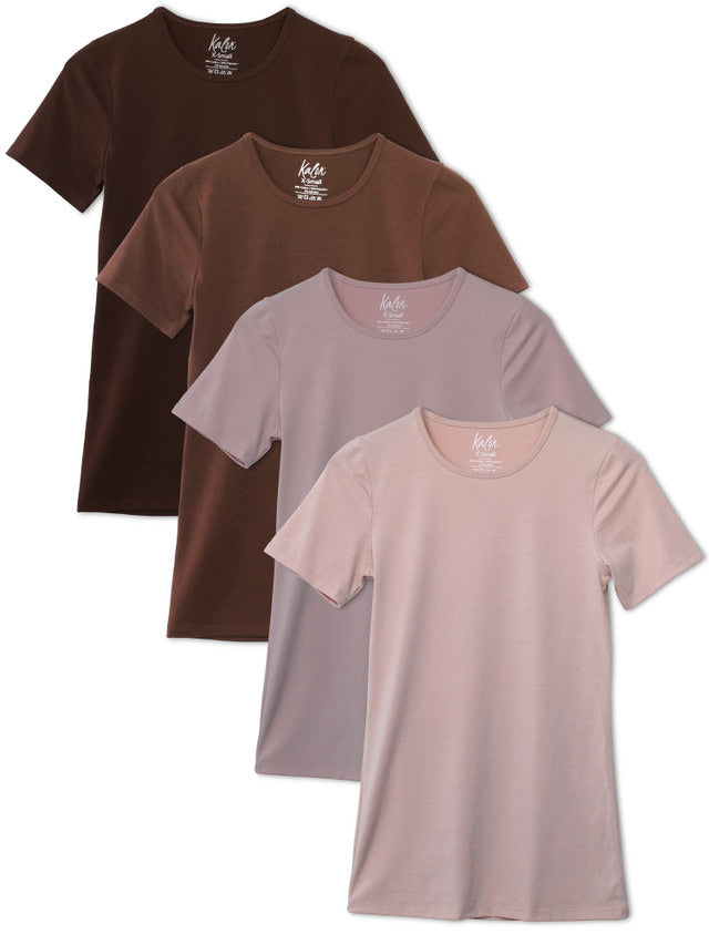 Kalon Clothing Women's 4-Pack Crewneck T-Shirt Base Layer