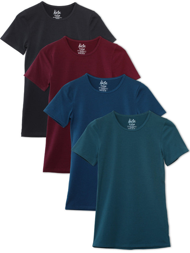 Kalon Clothing Women's 4-Pack Crewneck T-Shirt Base Layer