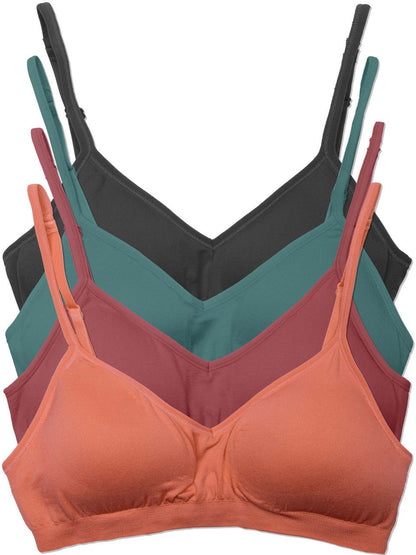 Kalon Clothing Women's 4 Pack Demi Padded Bralette Adjustable Straps 1