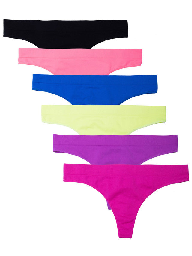 Kalon Clothing Women's 6 Pack Nylon Spandex Thong Underwear 2