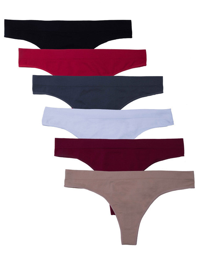 Kalon Clothing Women's 6 Pack Nylon Spandex Thong Underwear 2