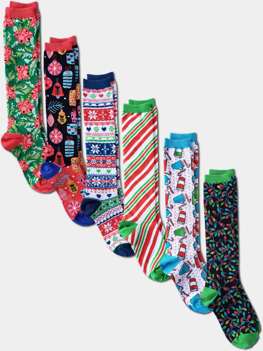 Kalon Clothing 6 Pack Knee High Christmas Socks