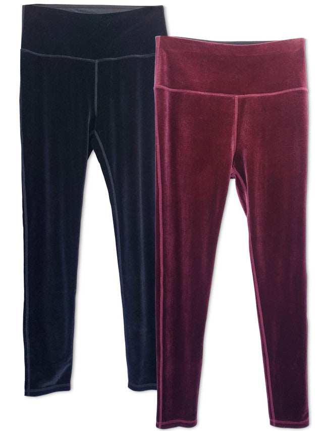 Kalon Clothing Women's 2-Pack High Waist Velvet Legging